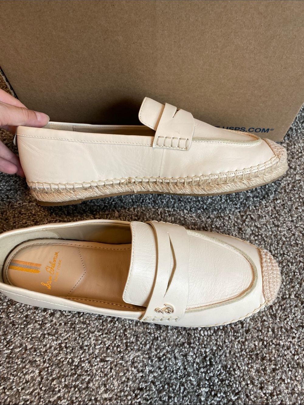 Sam Edelman Cream Leather Espadrille Loafers - Picture 8 of 10